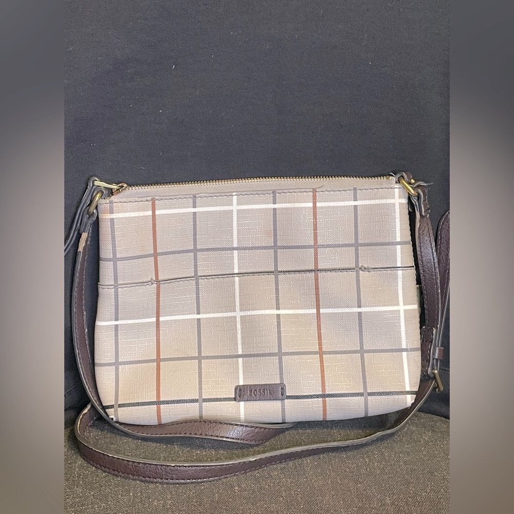 fossil Fiona plaid crossbody small